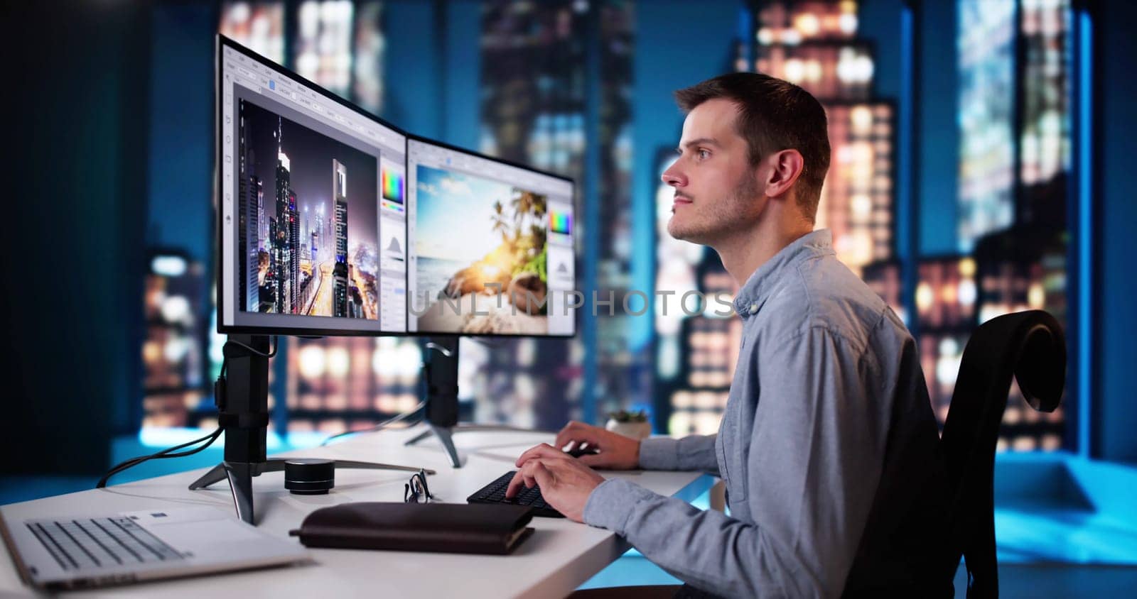 Graphic Designer Working On Computer Editing