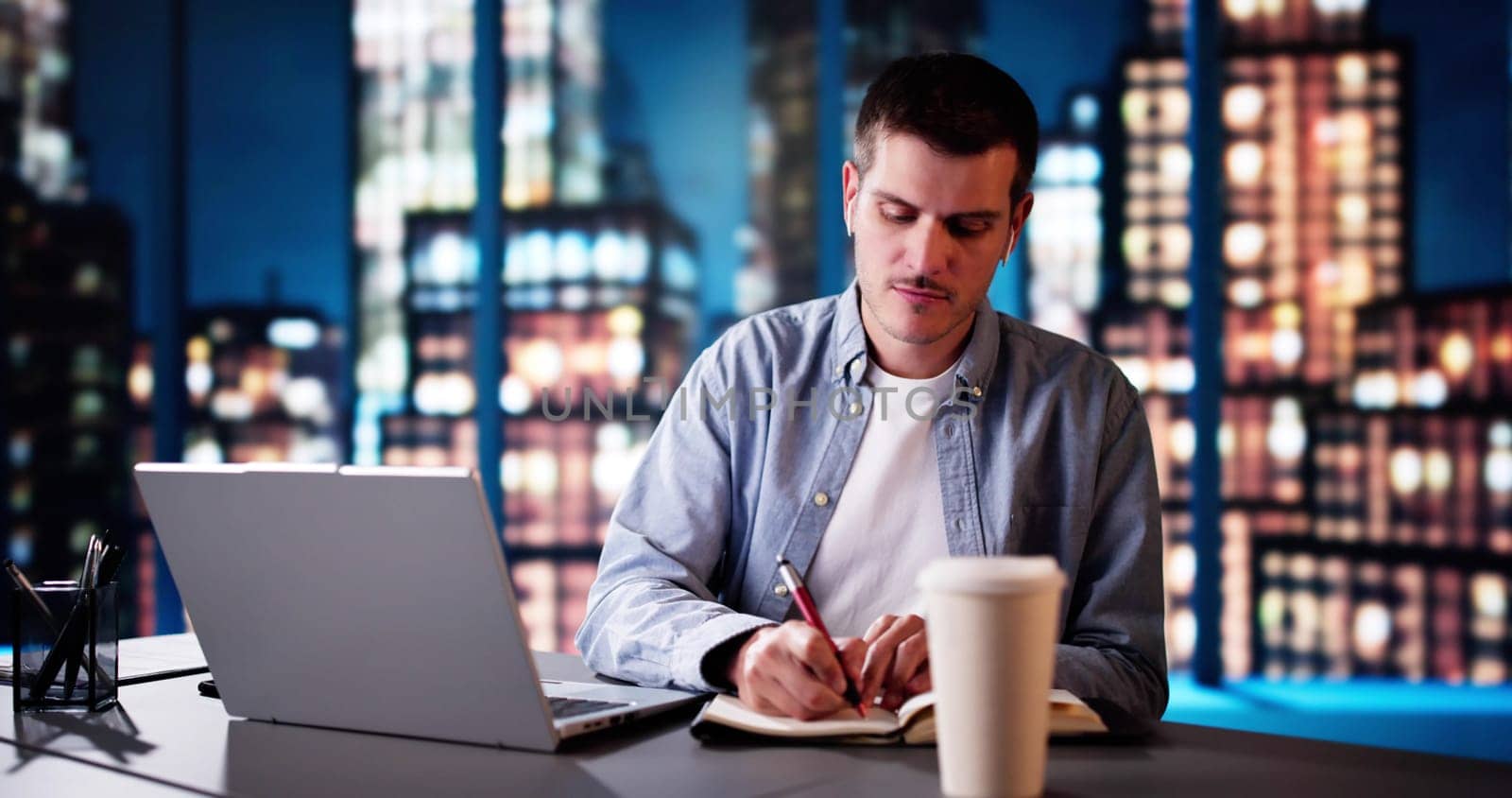 Man Studying And Working On Laptop