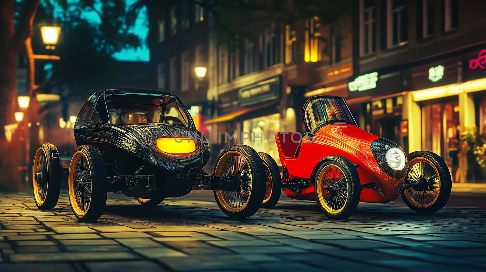 Luxuries Car on Road in the city, Wallpaper.