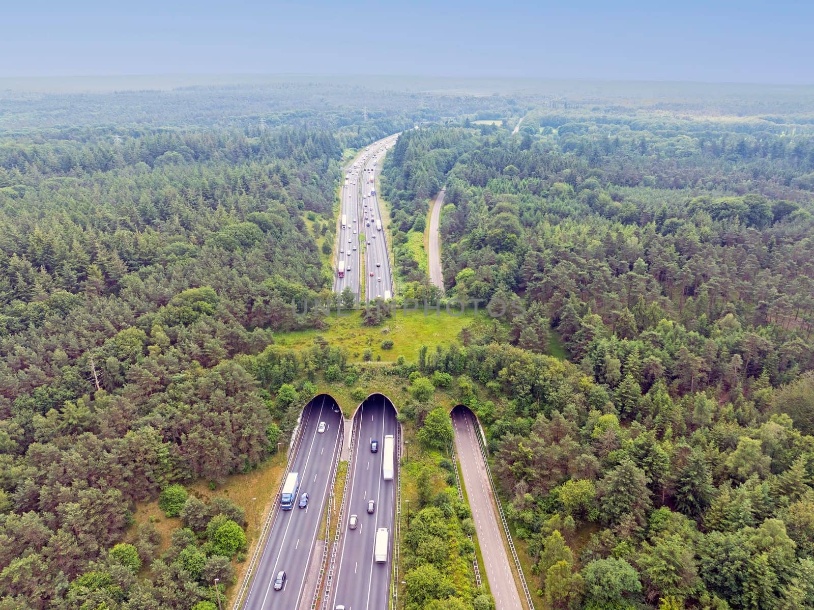 Aerial from ecoduct De Woeste Hoeve in the Netherlands