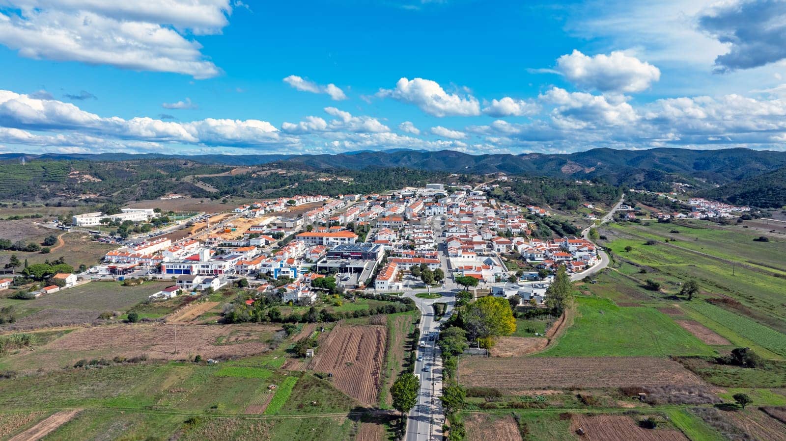 Aerial from the historical town Aljezur in Portugal