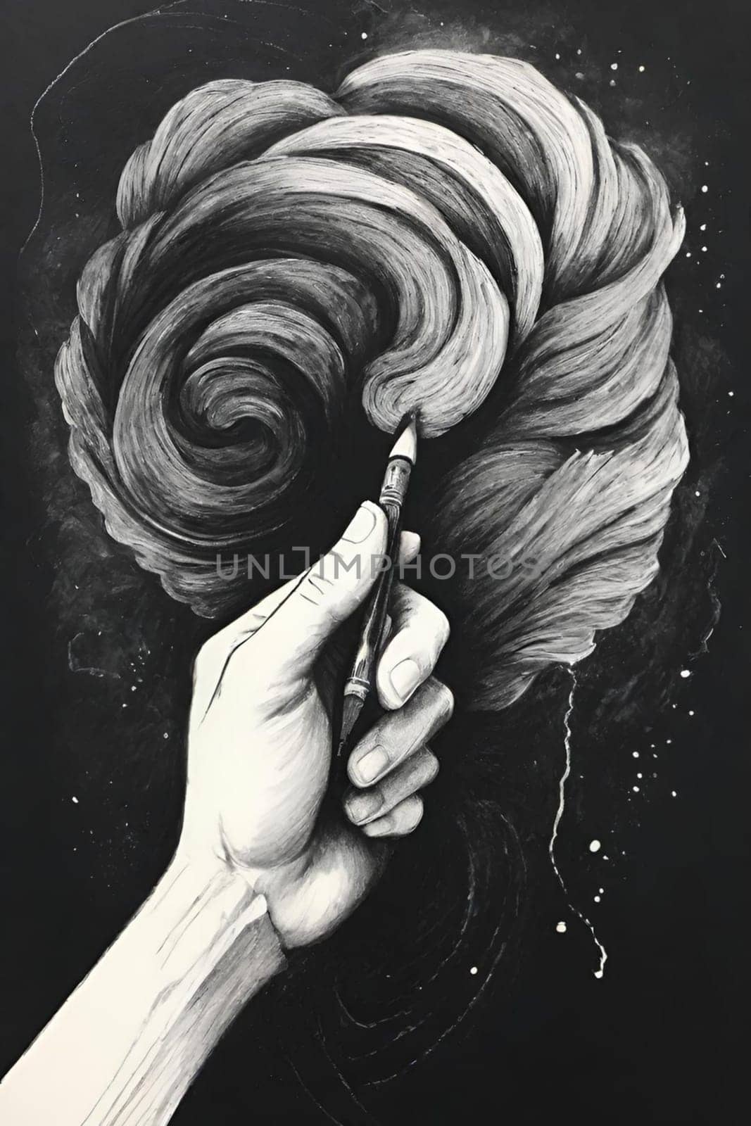 black and white drawing hand pencil sketch. High quality illustration