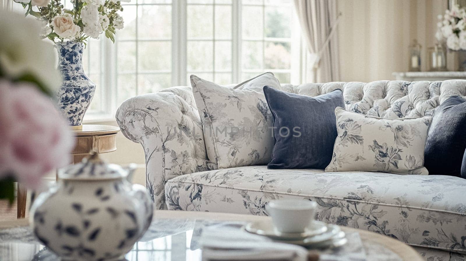 Winter interior design and decoration, elegant country cottage style room, soft neutral tones and cosy atmosphere in an English countryside manor home interior idea