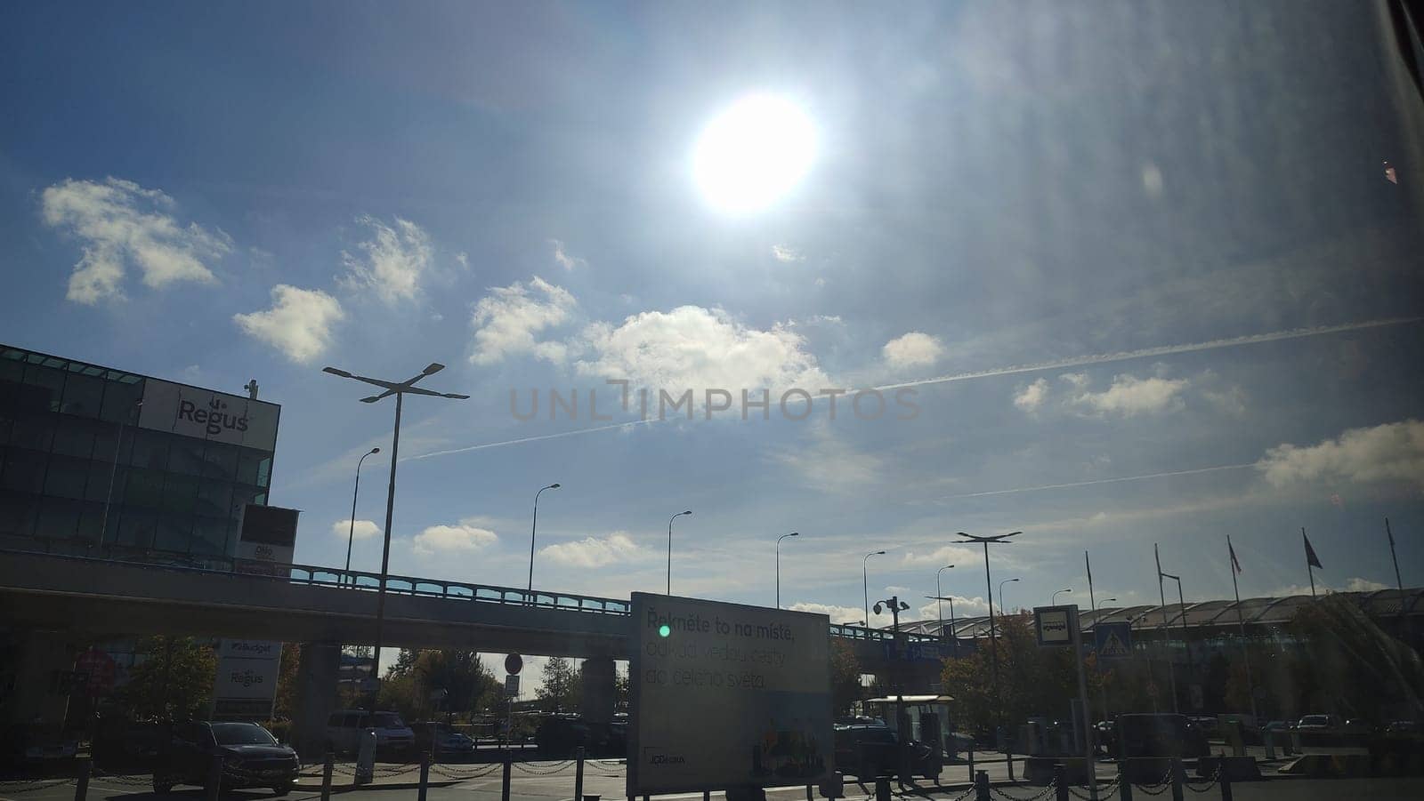Blue gray sky sun trees landscape background nature. High quality photo