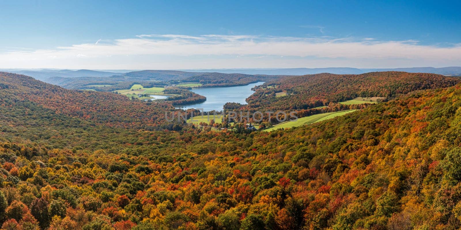 View of the fall colors of Pennsylvania to High Point Lake by steheap