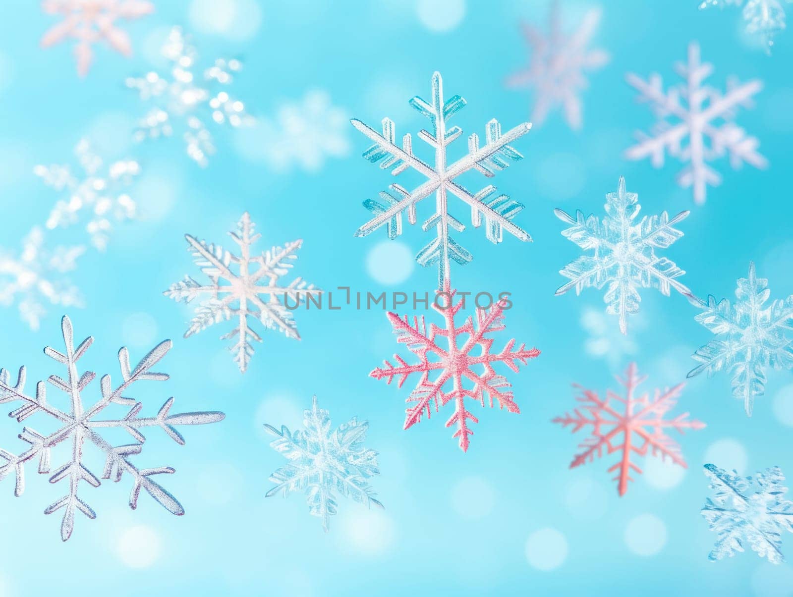 Background of snowflakes in blur.