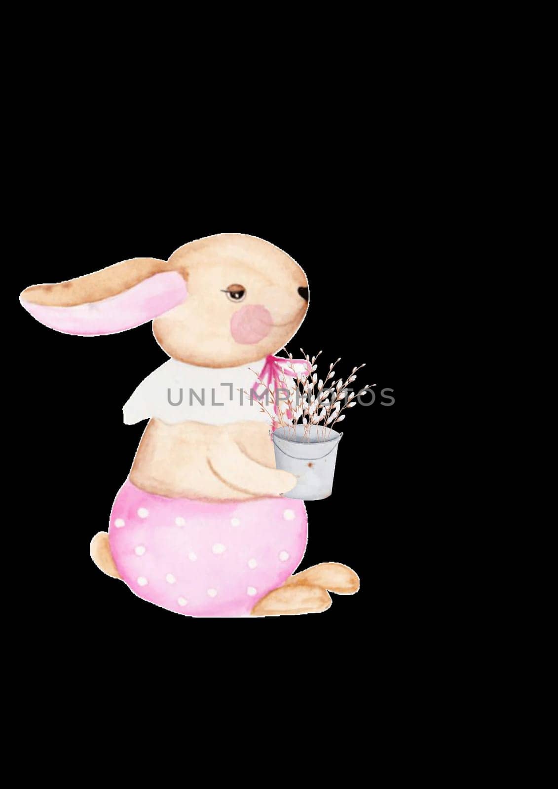 Easter bunny isolate cute watercolor picture for Easter. for decorating banners, invitation cards, pillowcases, napkins. High quality photo
