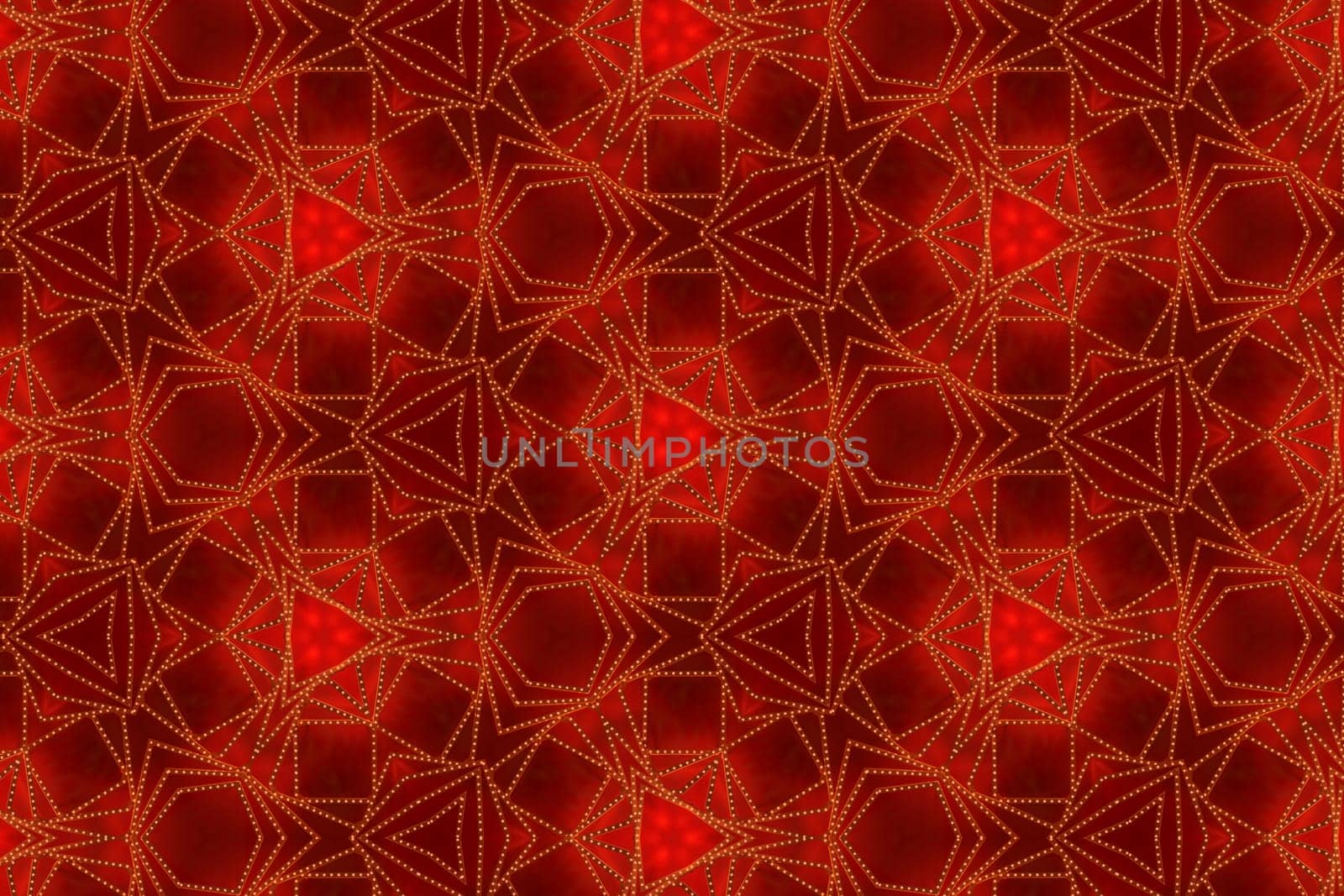 Abstract expensive red background with geometric yellow mosaic pattern.