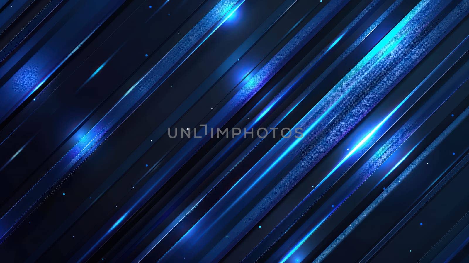 Blue neon glowing stripes abstract background. Generative AI design