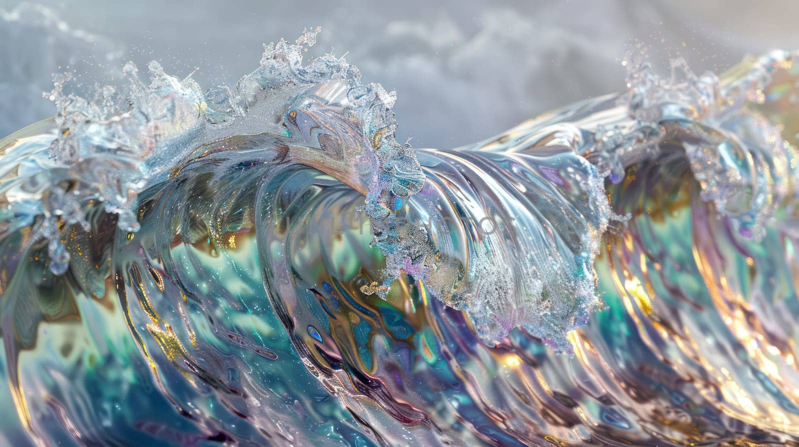 Holographic water wave concept art background. Generative AI design