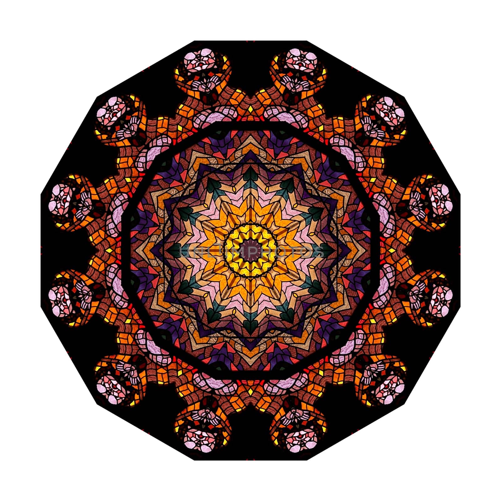 Kaleidoscope - abstract image created by multiple mirroring of the stained window