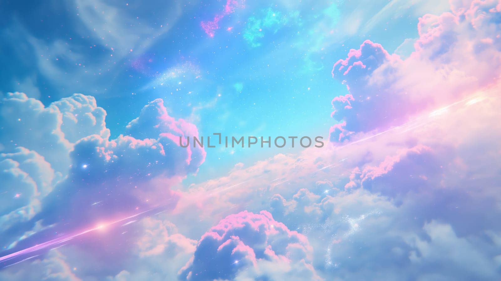 Pastel cloudy sky abstract background. Generative AI image
