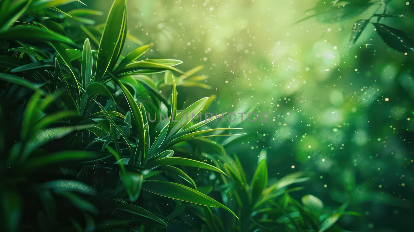 Lush green grass on meadow. Generative AI image