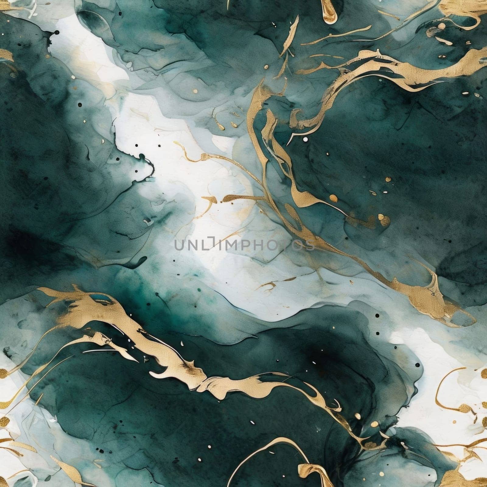 Stunning abstract design featuring swirling patterns in lush green and radiant gold accents. Harmonious flow and elegant textures evoke creativity, ideal for contemporary art lovers, stylish interiors