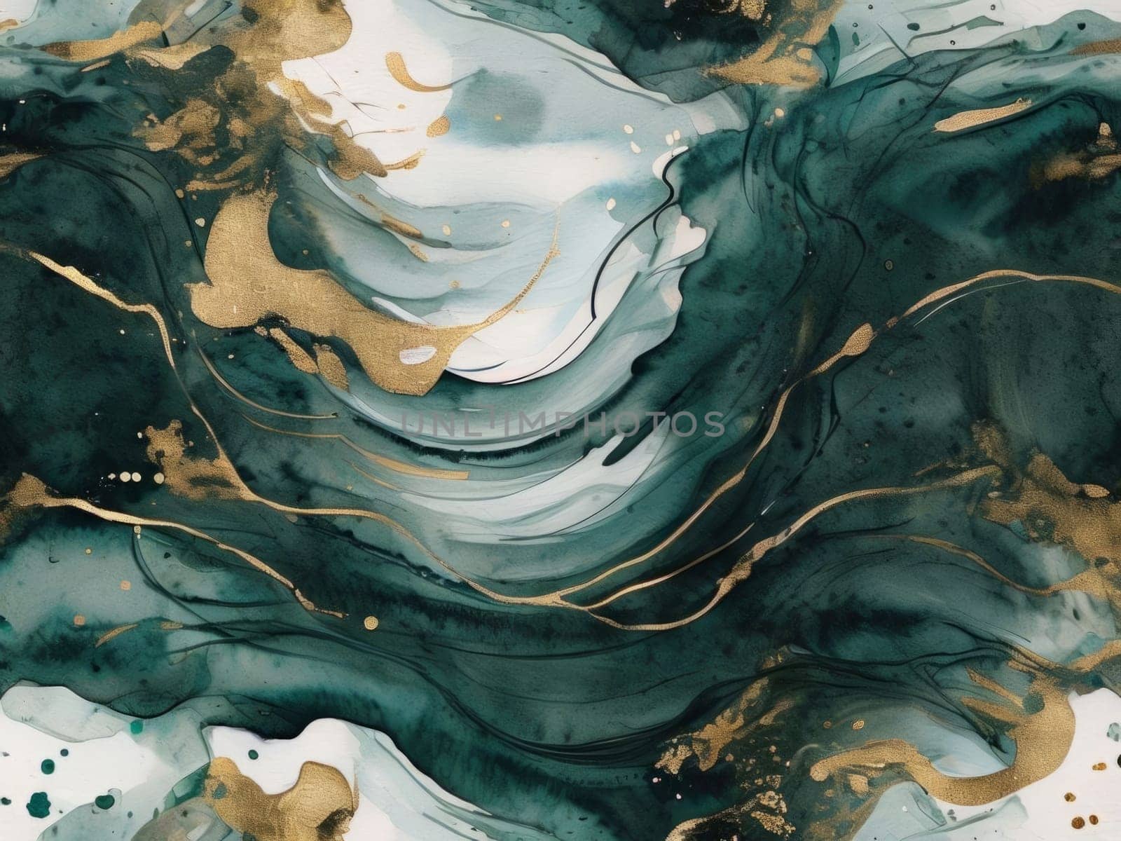 Captivating abstract piece with rich teal, golden hues. Unique fluid motion and intricate details inspire imagination, making it perfect for enhancing home decor or as standout art collection piece