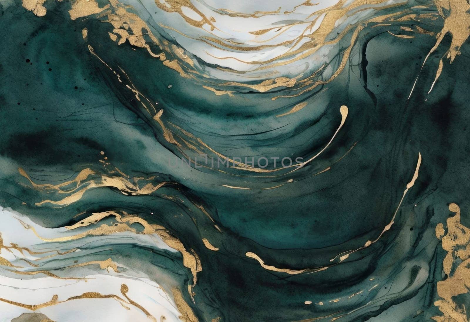 Captivating abstract piece with rich teal, golden hues. Unique fluid motion and intricate details inspire imagination, making it perfect for enhancing home decor or as standout art collection piece