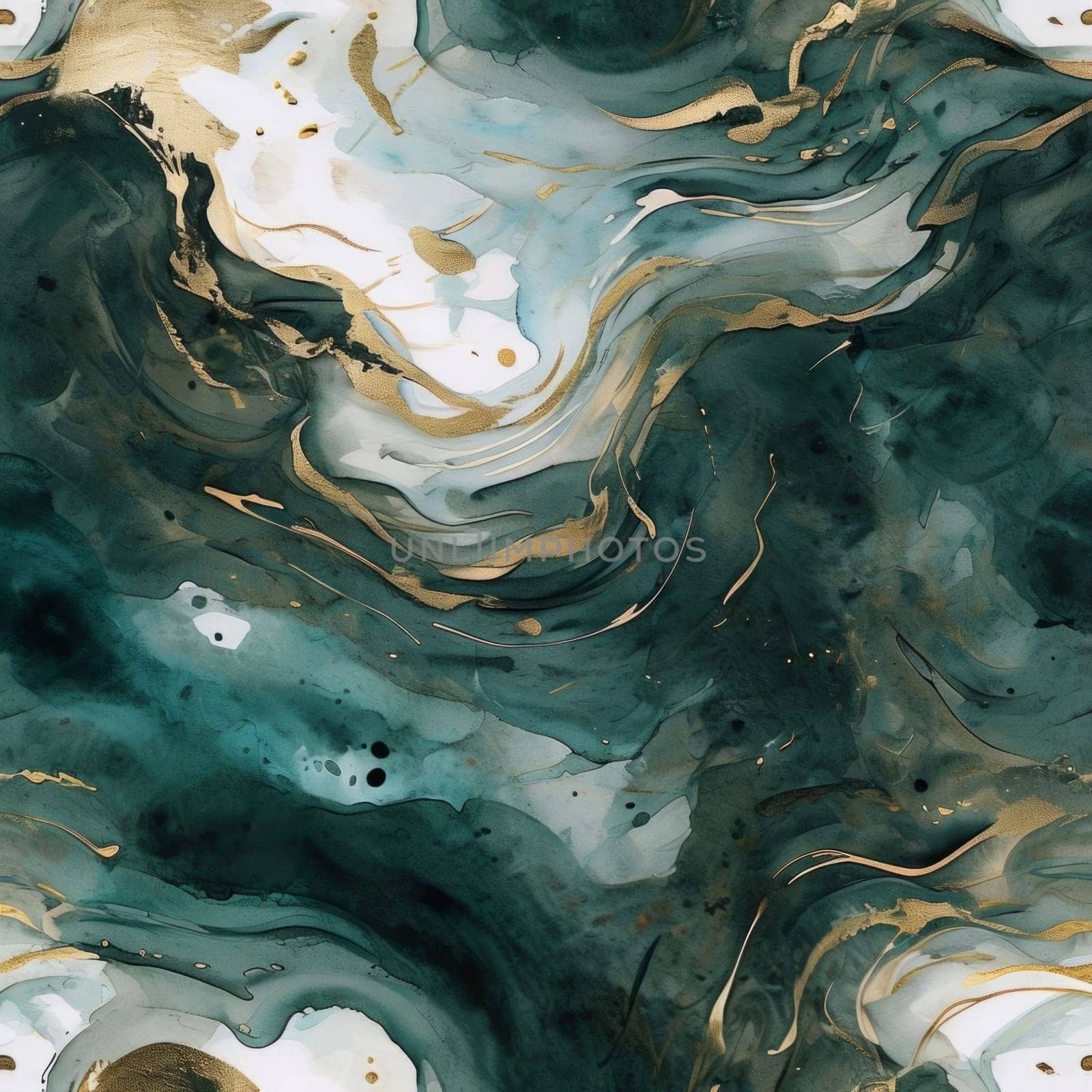 Beautiful abstract composition highlighting smooth waves and golden streaks. Lush colors and mesmerizing textures bring sense of tranquility, ideal for art enthusiasts, modern design aesthetics