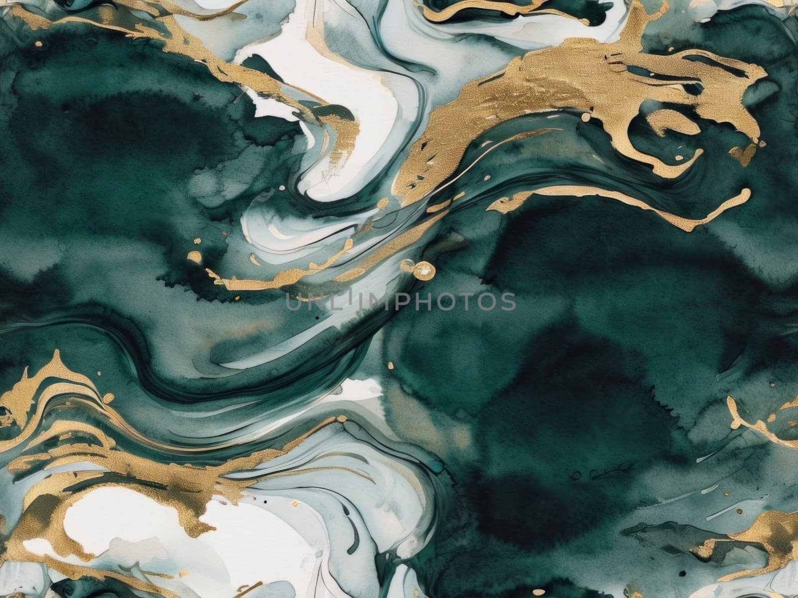 Beautiful abstract composition highlighting smooth waves and golden streaks. Lush colors and mesmerizing textures bring sense of tranquility, ideal for art enthusiasts, modern design aesthetics
