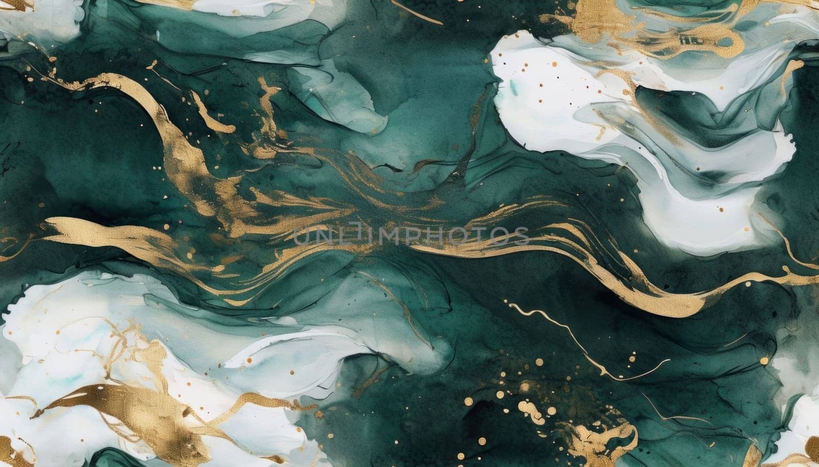 Beautiful abstract composition highlighting smooth waves and golden streaks. Lush colors and mesmerizing textures bring sense of tranquility, ideal for art enthusiasts, modern design aesthetics