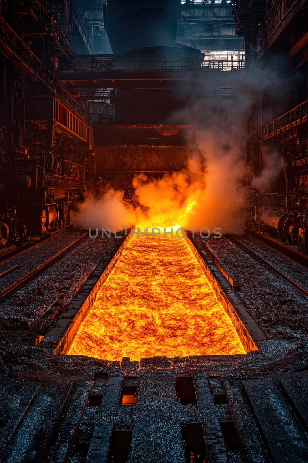 Rolled steel at a metallurgical plant. hot steel on the conveyor.