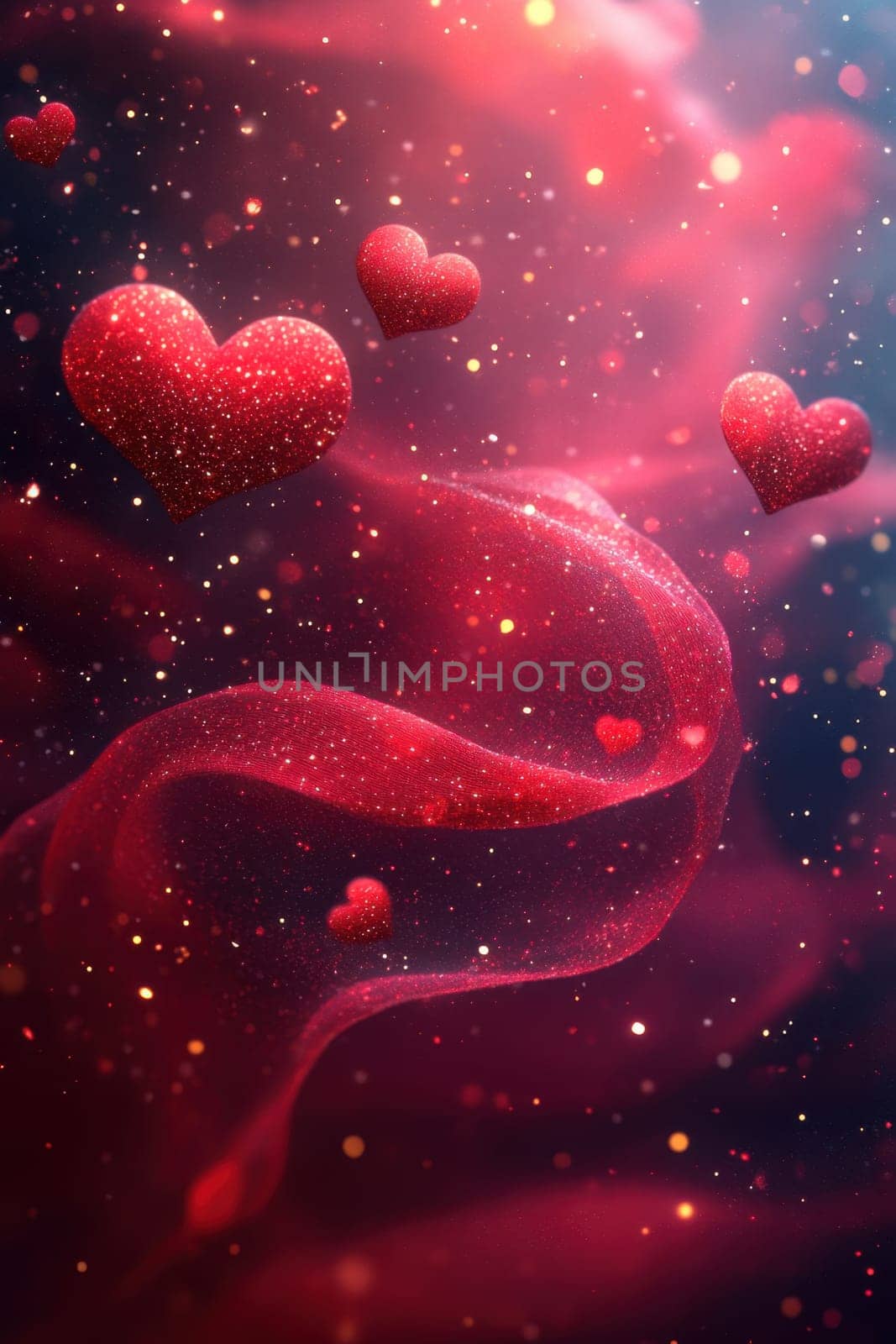Abstract background with red hearts. Background for Valentine's Day.