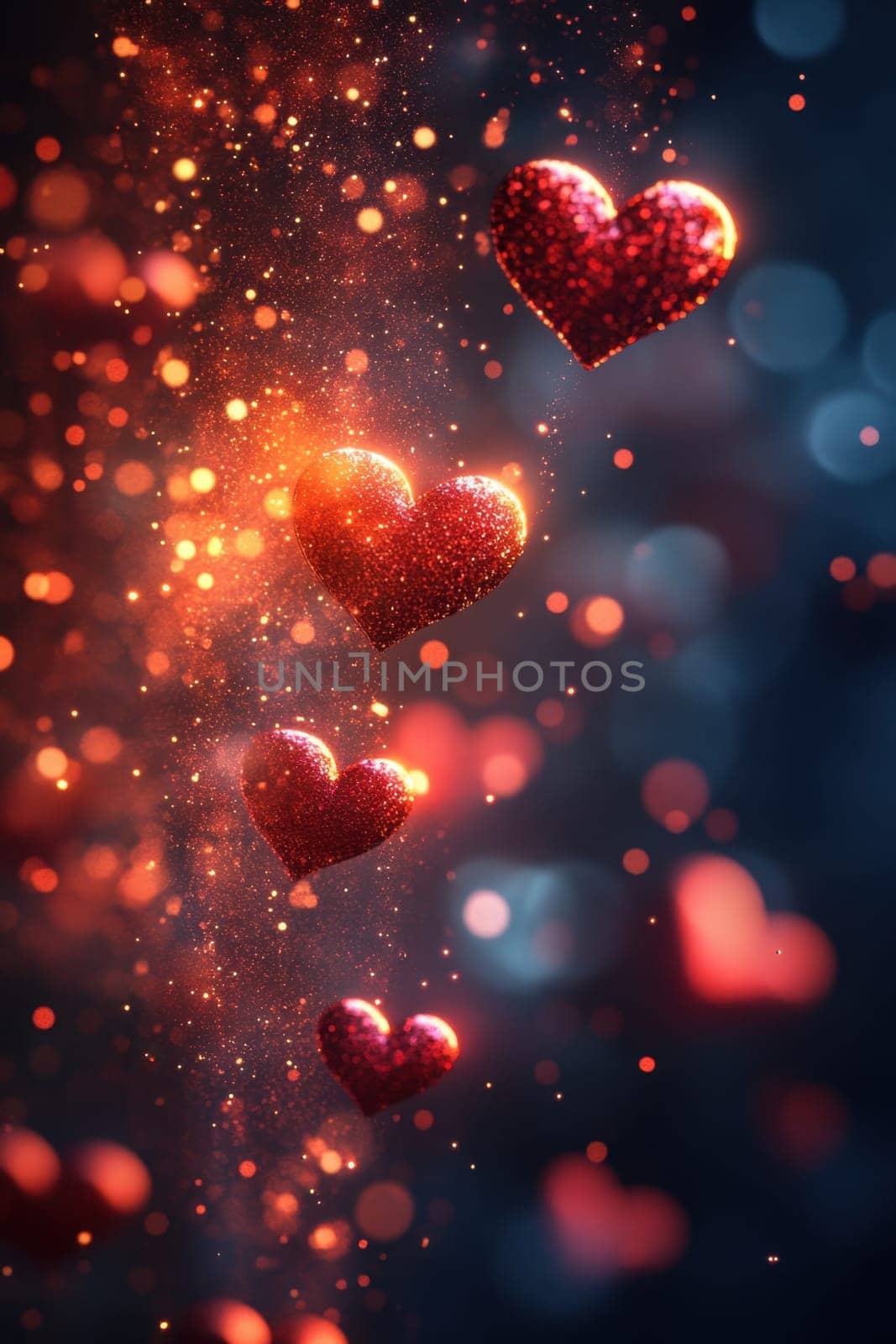 Abstract background with red hearts. Background for Valentine's Day.