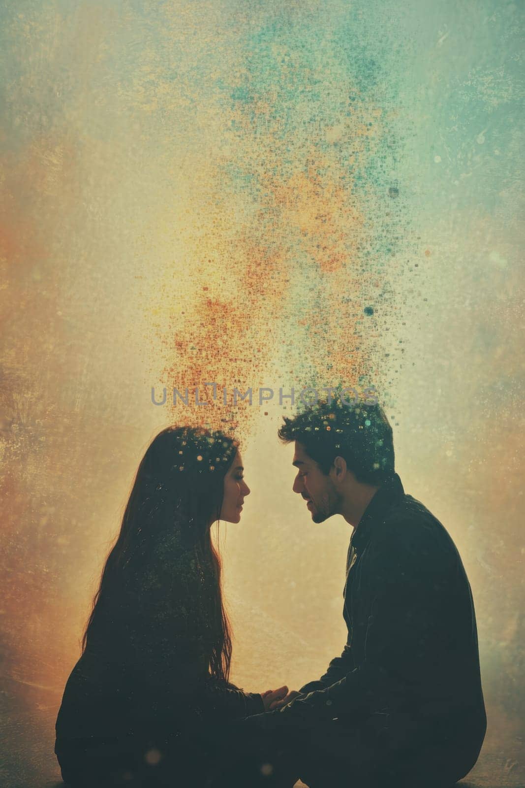 a couple in love opposite each other. A man and a woman who love each other. illustration.