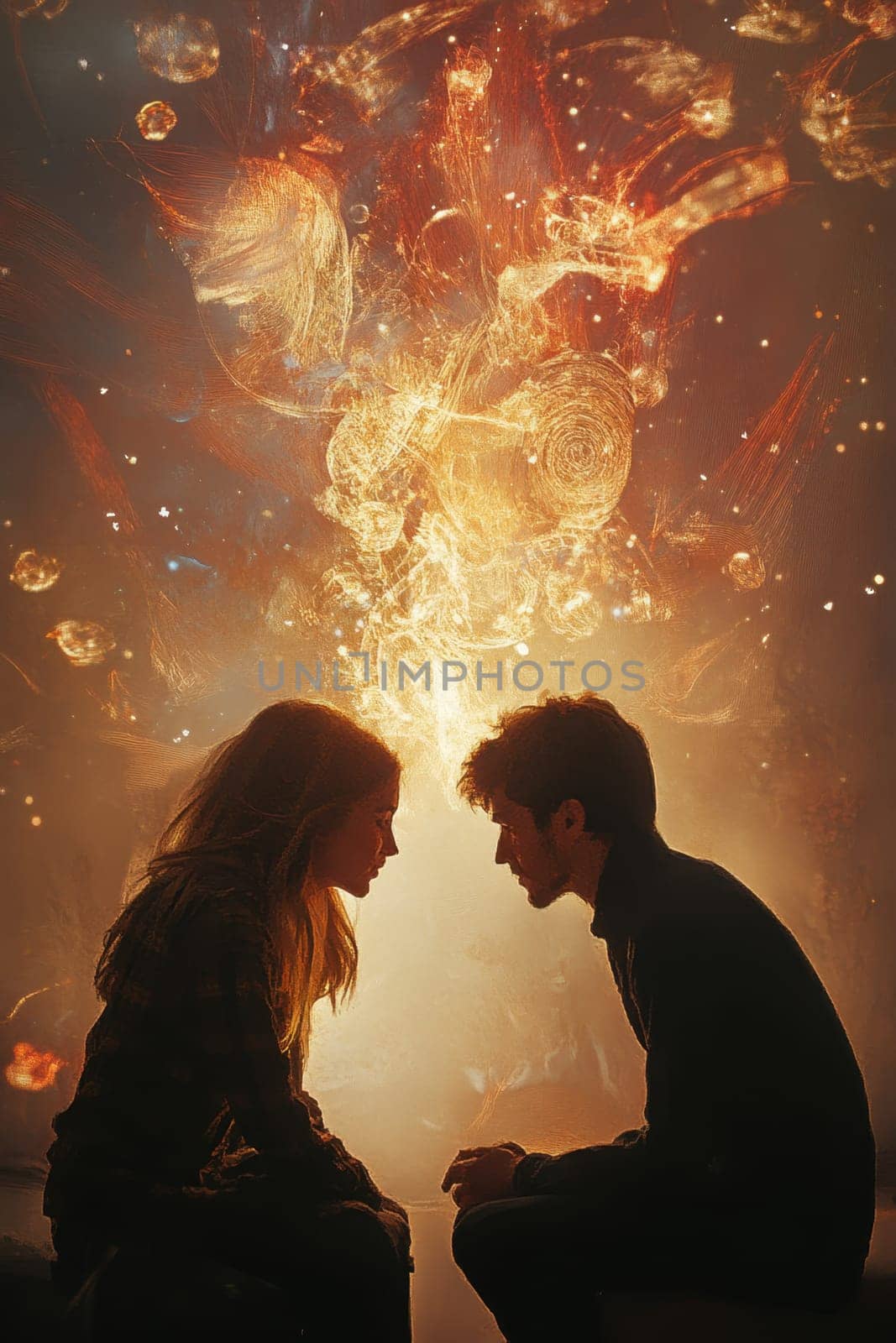 a couple in love opposite each other. A man and a woman who love each other. illustration.