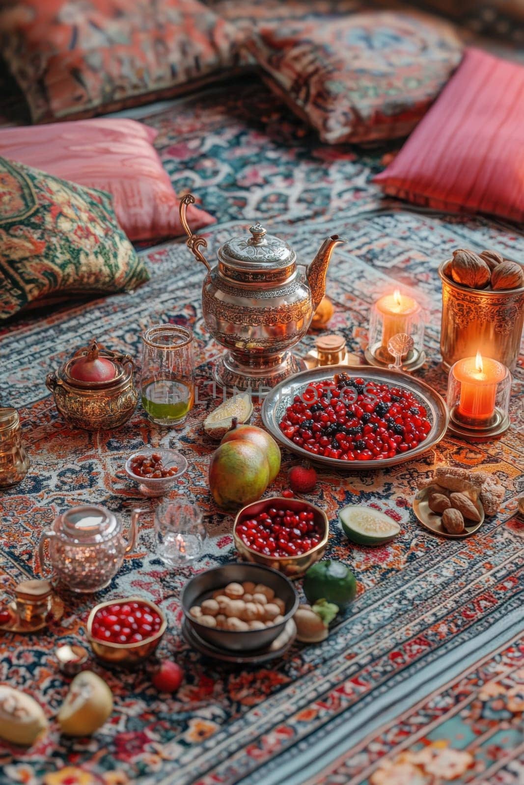 Have a fun Yalda night with pomegranates, nuts, candles. The ceremonies are dedicated to the longest night of the year in Persian culture, the Iranian "Night of the Forty" festival.
