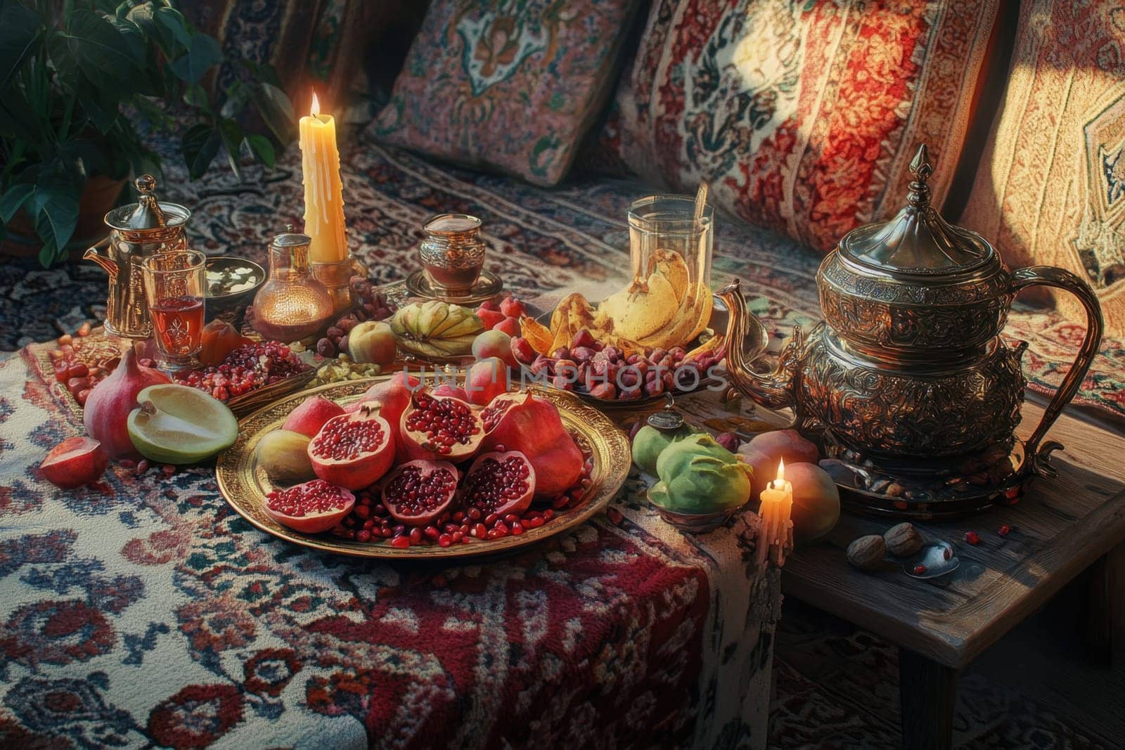 Have a fun Yalda night with pomegranates, nuts, candles. The ceremonies are dedicated to the longest night of the year in Persian culture, the Iranian "Night of the Forty" festival.