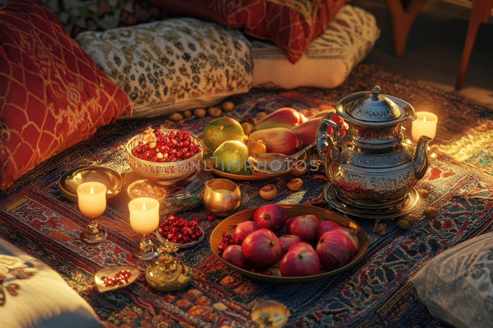 Have a fun Yalda night with pomegranates, nuts, candles. The ceremonies are dedicated to the longest night of the year in Persian culture, the Iranian "Night of the Forty" festival.
