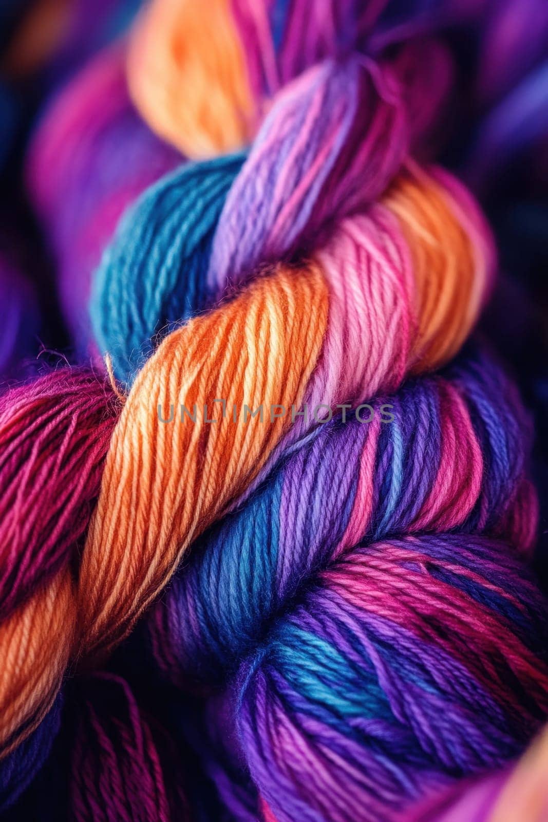 Close-up of wool yarn. Materials for light industry.