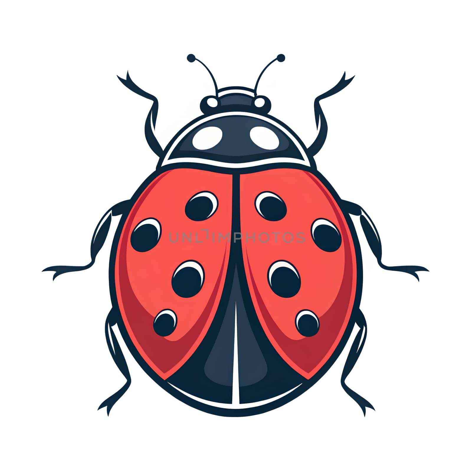 logo illustration of a ladybug featuring vibrant red wings with prominent black spots and detailed anatomy against a plain white background, showcasing its unique characteristics - Generative AI