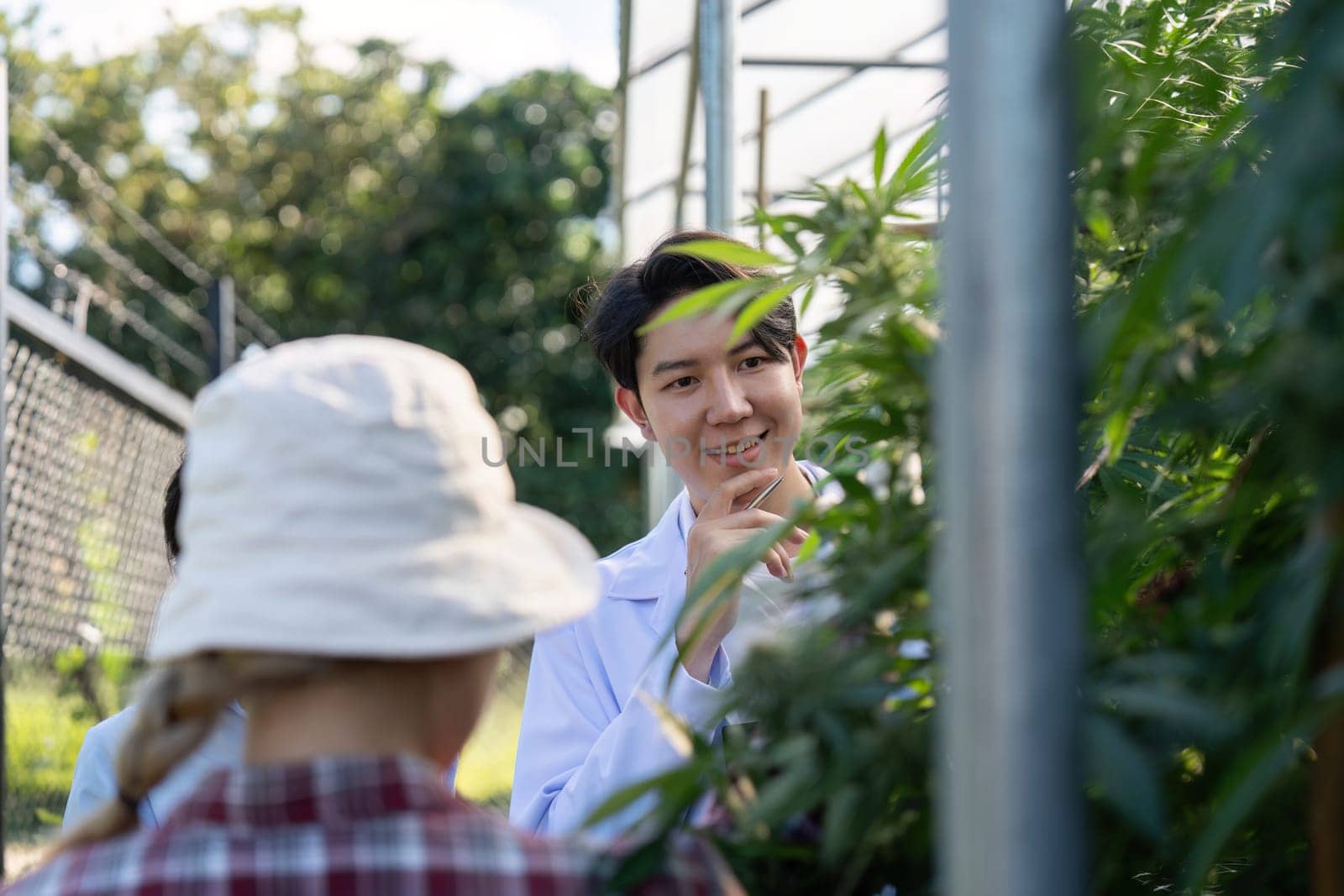 Students engage in cannabis research at a botanical garden cultivation techniques and sustainable practices.