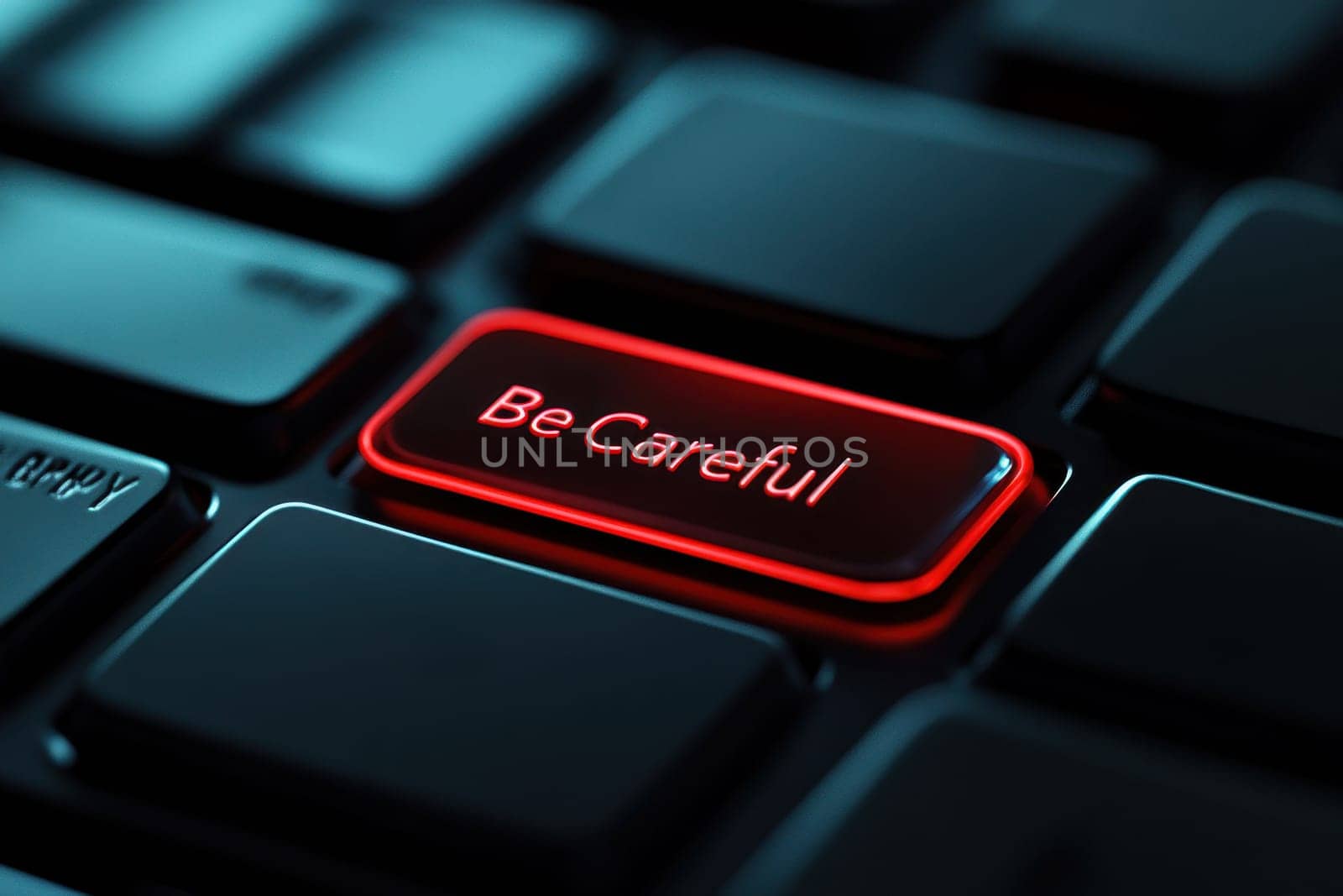 Word writing text Be Careful. Business photo showcasing making sure of avoiding potential danger mishap or harm White pc keyboard with empty note paper above white background key copy space. High quality illustration