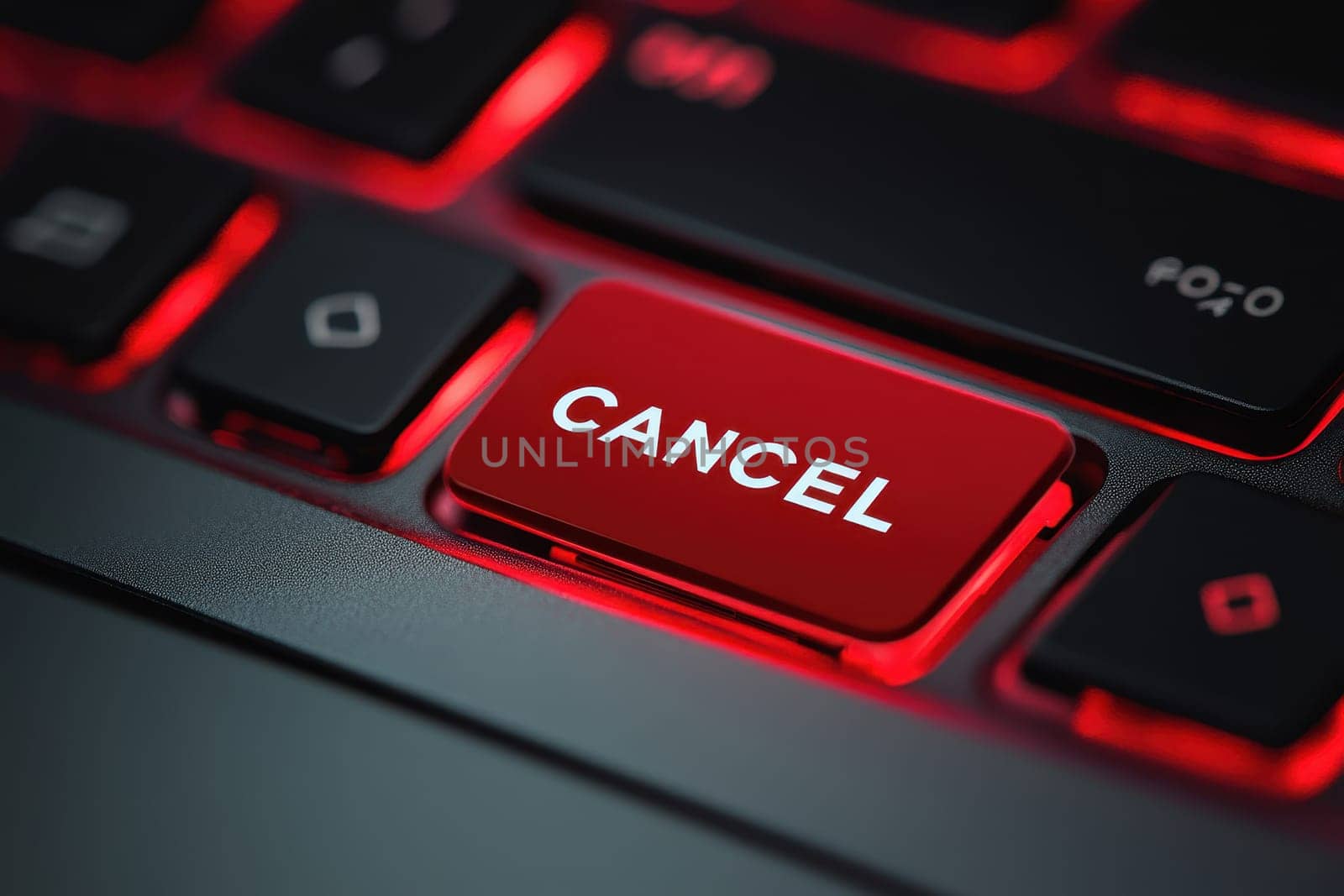 Cancel word on a red enter key of the black pc keyboard. Concepts of cancel culture, ostracism and call-out culture social media and in the Internet. Computer enter key with message. High quality illustration