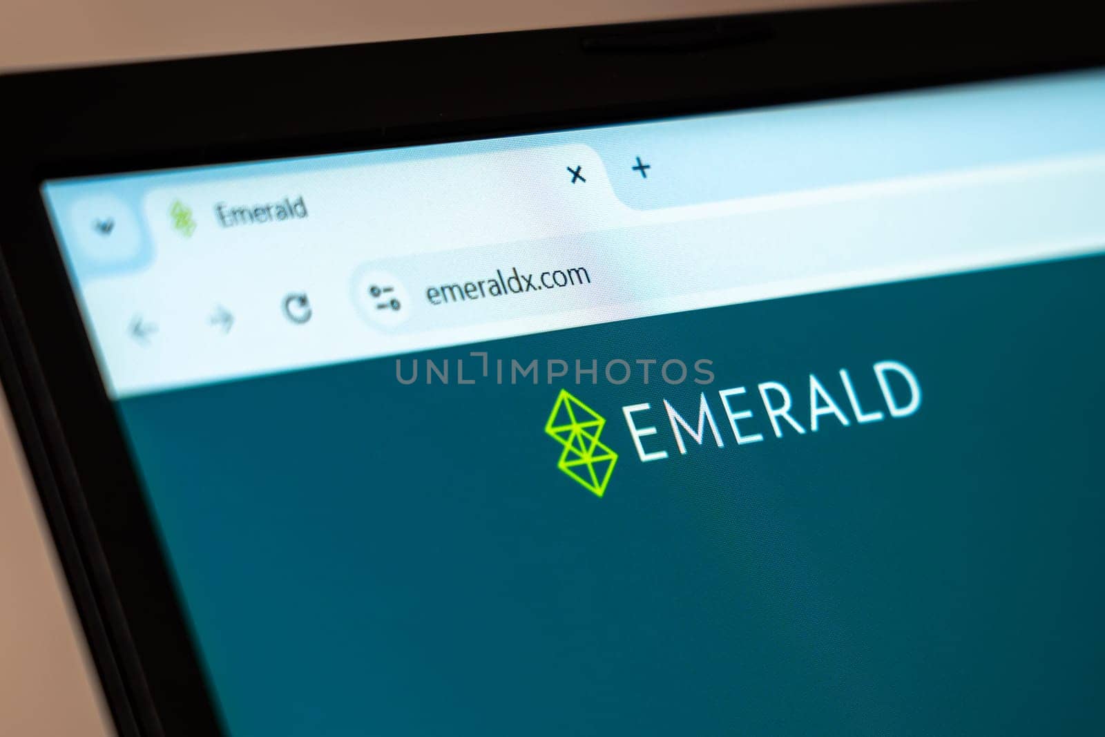 New York, USA - January 07, 2025: Emerald website displayed on computer screen showcasing events, marketing solutions, and business services