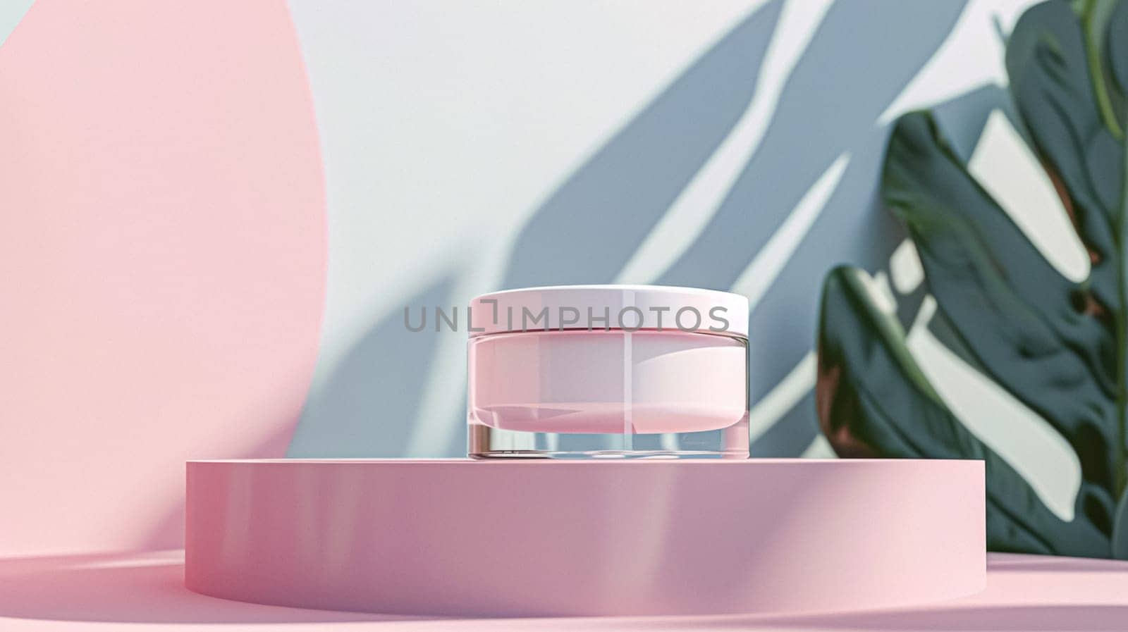 Cosmetic cream in a glass jar. Skin care concept. Background for beauty products