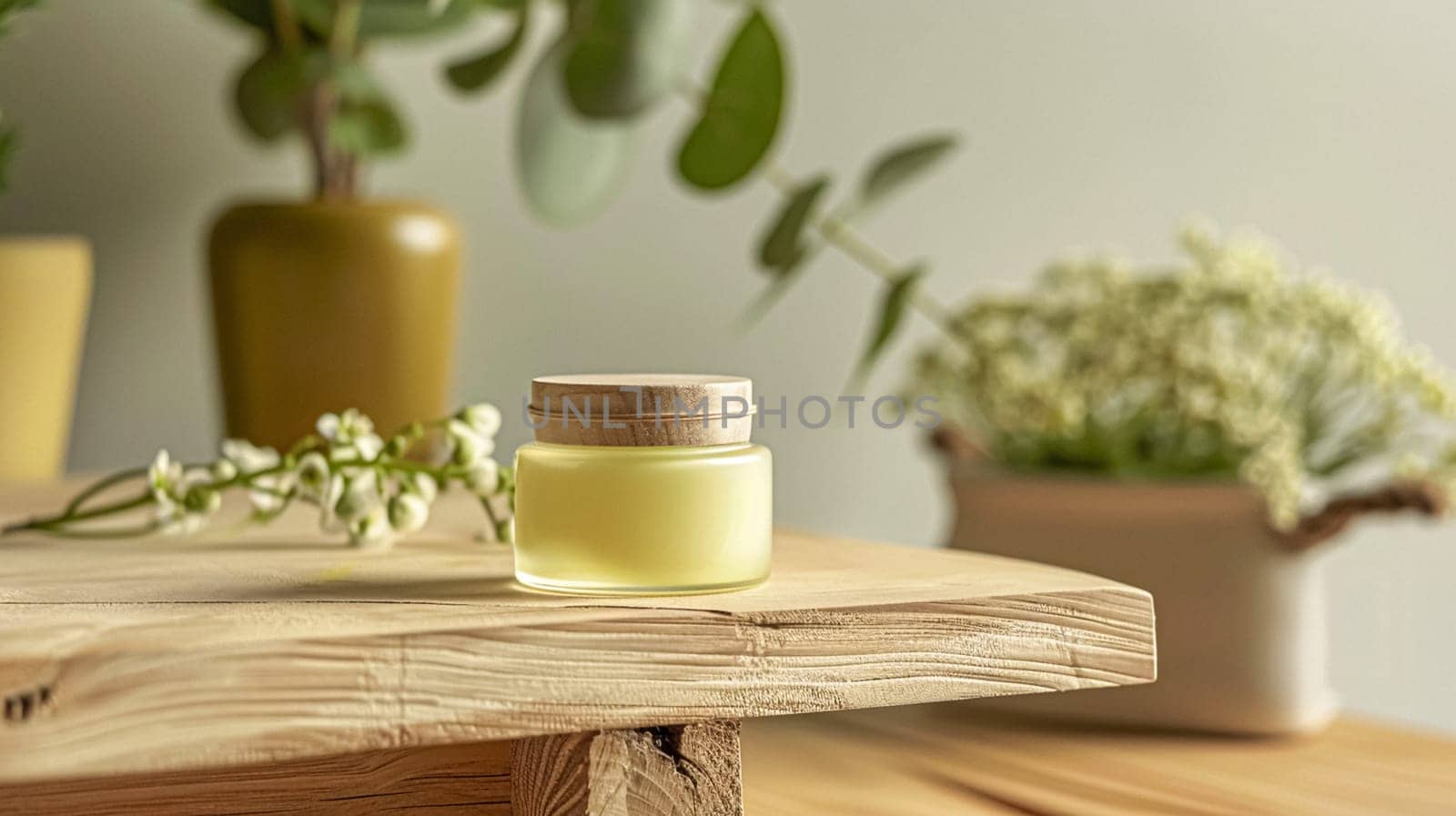 Cosmetic cream in a glass jar. Skin care concept. Background for beauty products