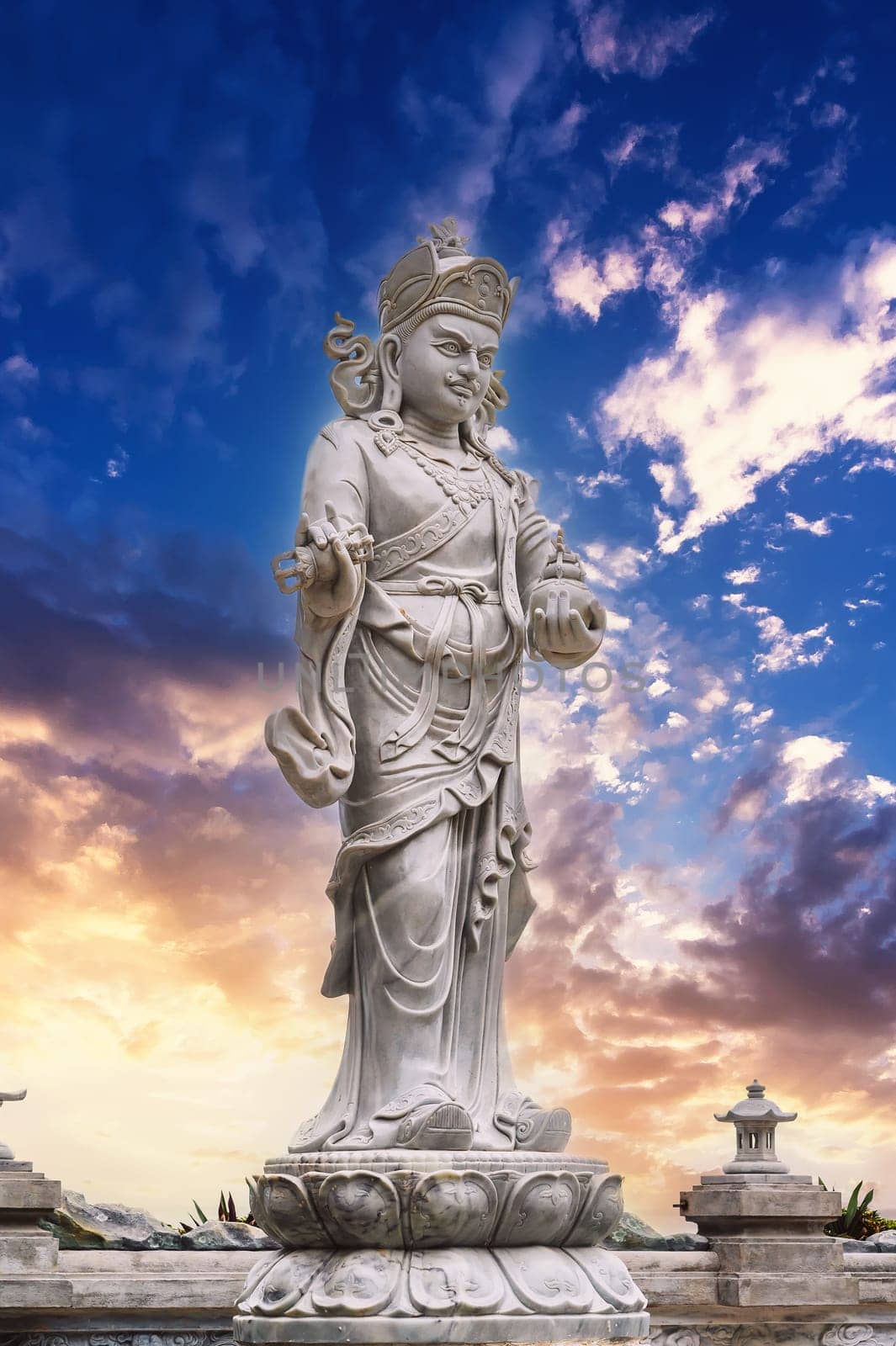 sculpture of the Bodhisattva and Buddha of the future at the Marble Mountains pagoda.