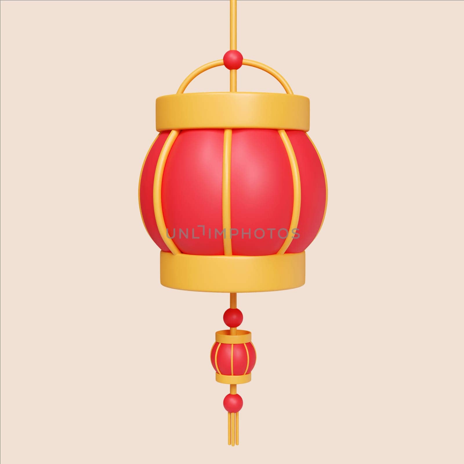 A stunning 3D render of a Chinese New Year lantern symbolizing tradition and celebration in a vibrant home setting.