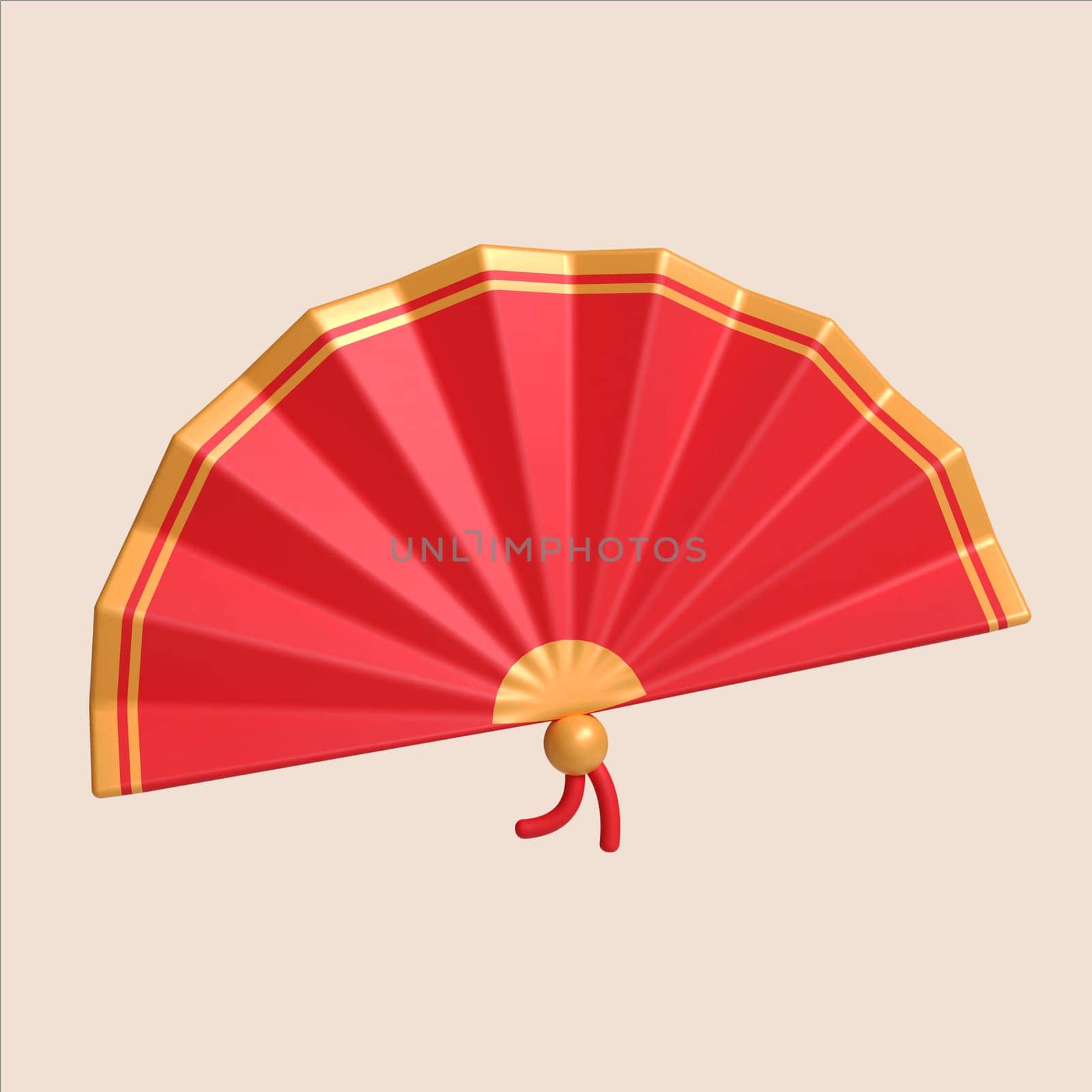 A vibrant 3D render of a traditional fan symbolizing the joy and culture of Chinese New Year celebrations.