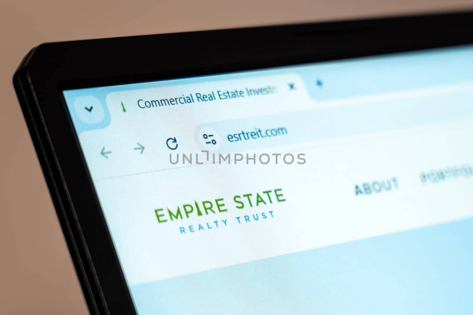 New York, USA - January 07, 2025: Empire State Realty Trust website displayed on computer screen showcasing commercial real estate investments and property management