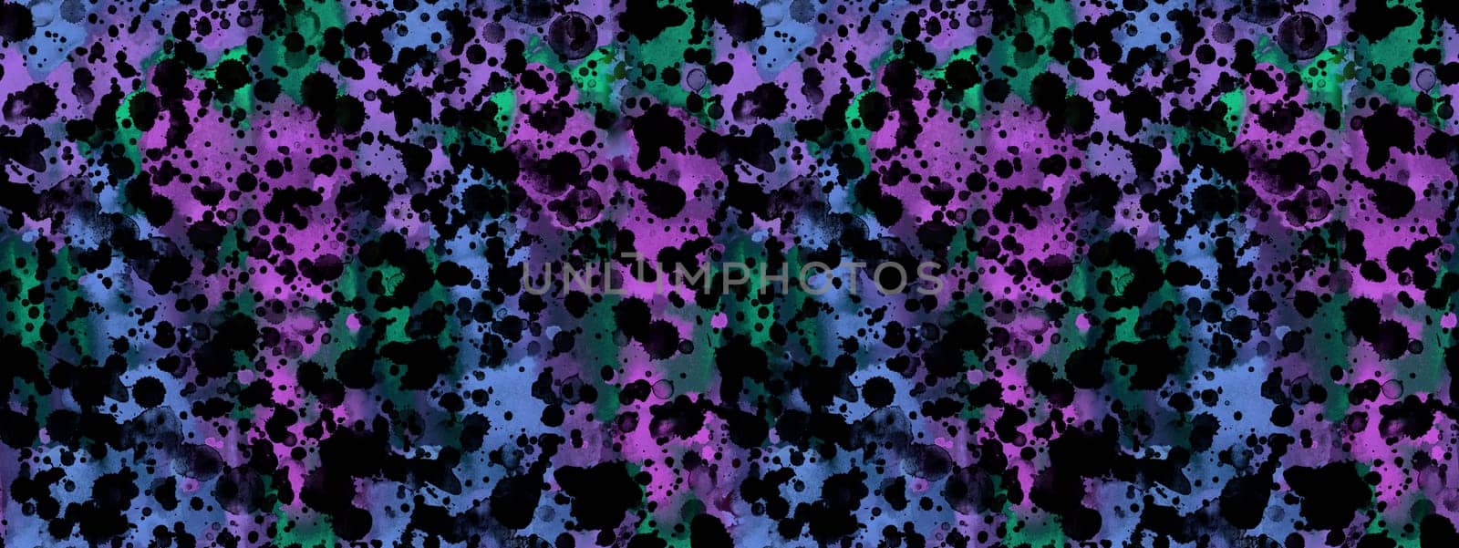 Seamless pattern with abstract creative blots and splashes painted with gouache for paint box design