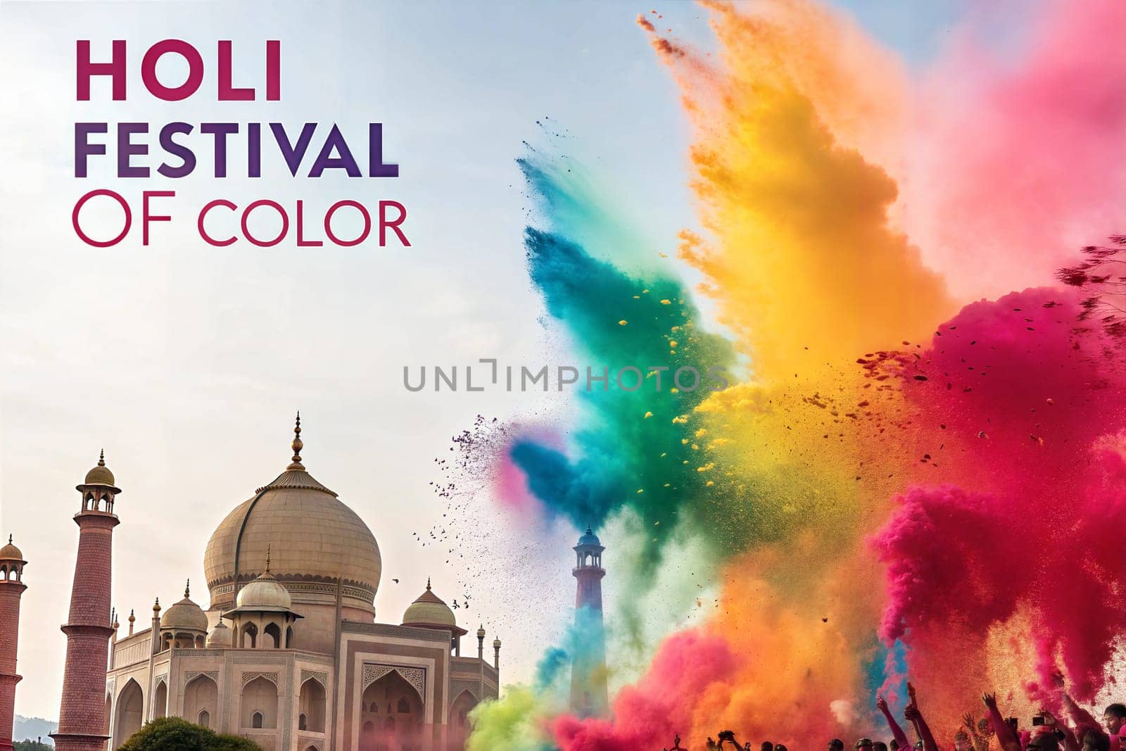 Holiday Holi concept. Holi festival of color banner. Happy Holi. Colorful powder explosion. Indian holiday of color.