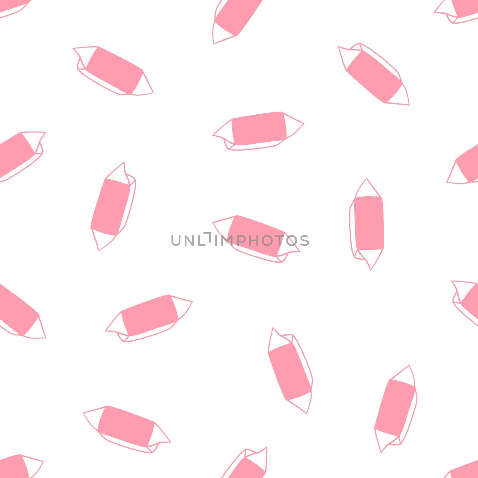 Sweet Candy Background Valentines Day Design. Cute Candies Illustrations for Greeting Cards, Gift Wrap, Fabric Print.