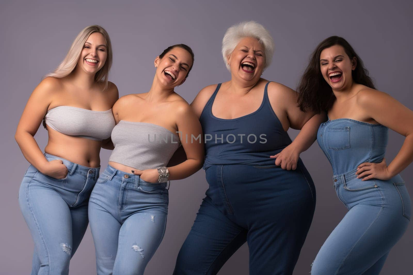 Happy plus size women. The concept of equality. High quality photo