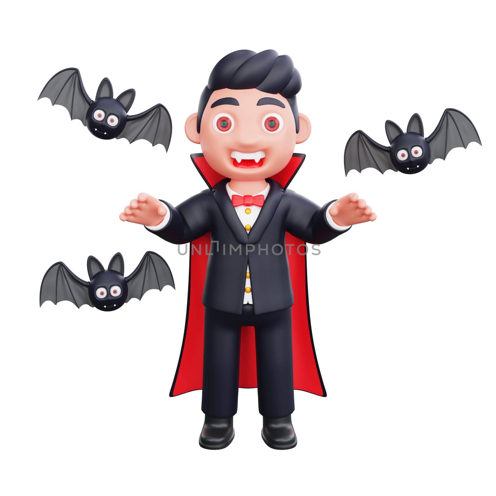 3d cute Vampire doing scary trick halloween design by Rahmat_Djayusman