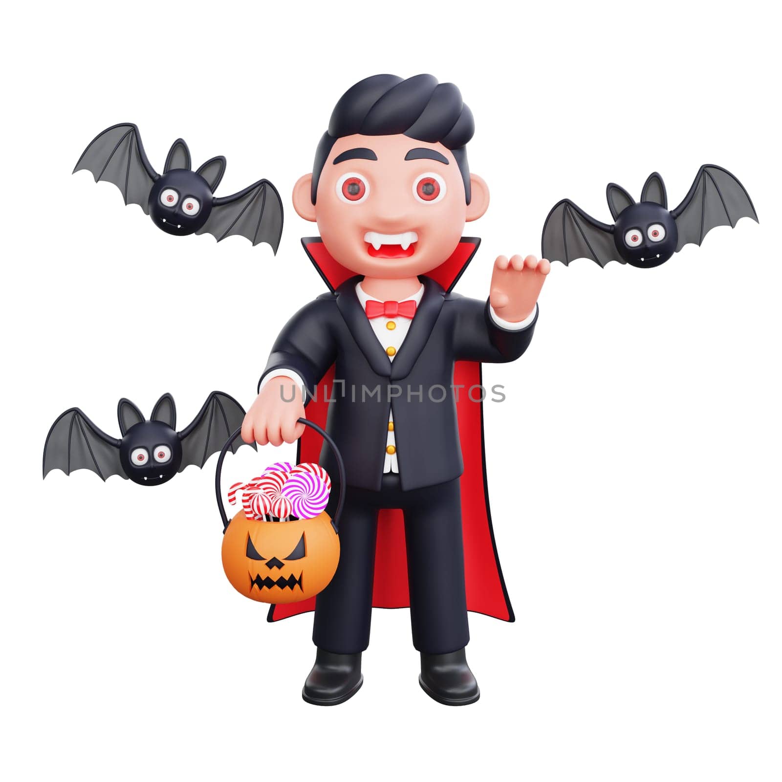 3d cute character halloween vampire scary design illustration