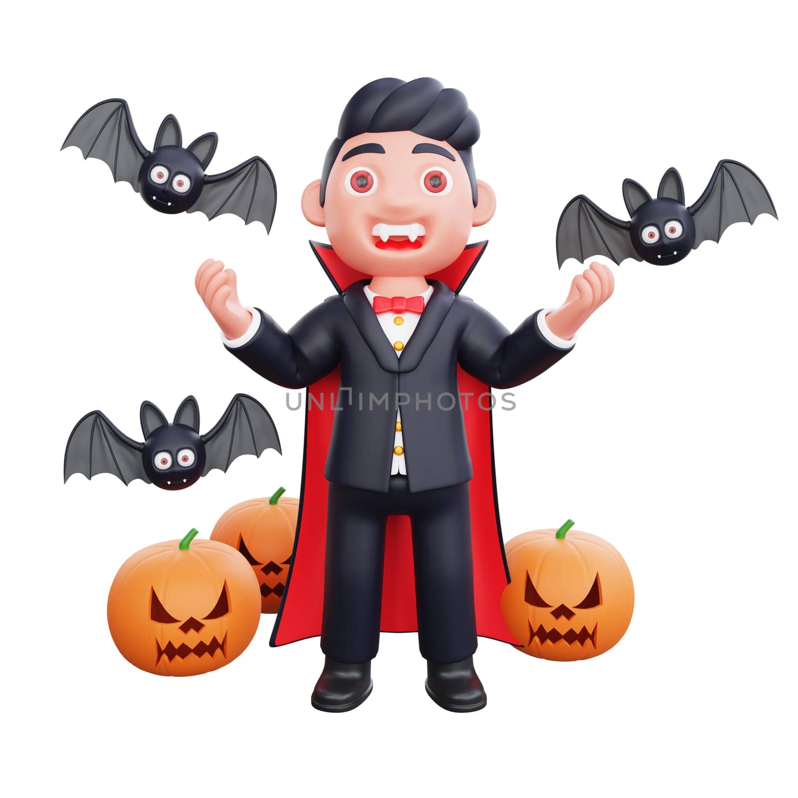3d cute character halloween vampire scary design illustration